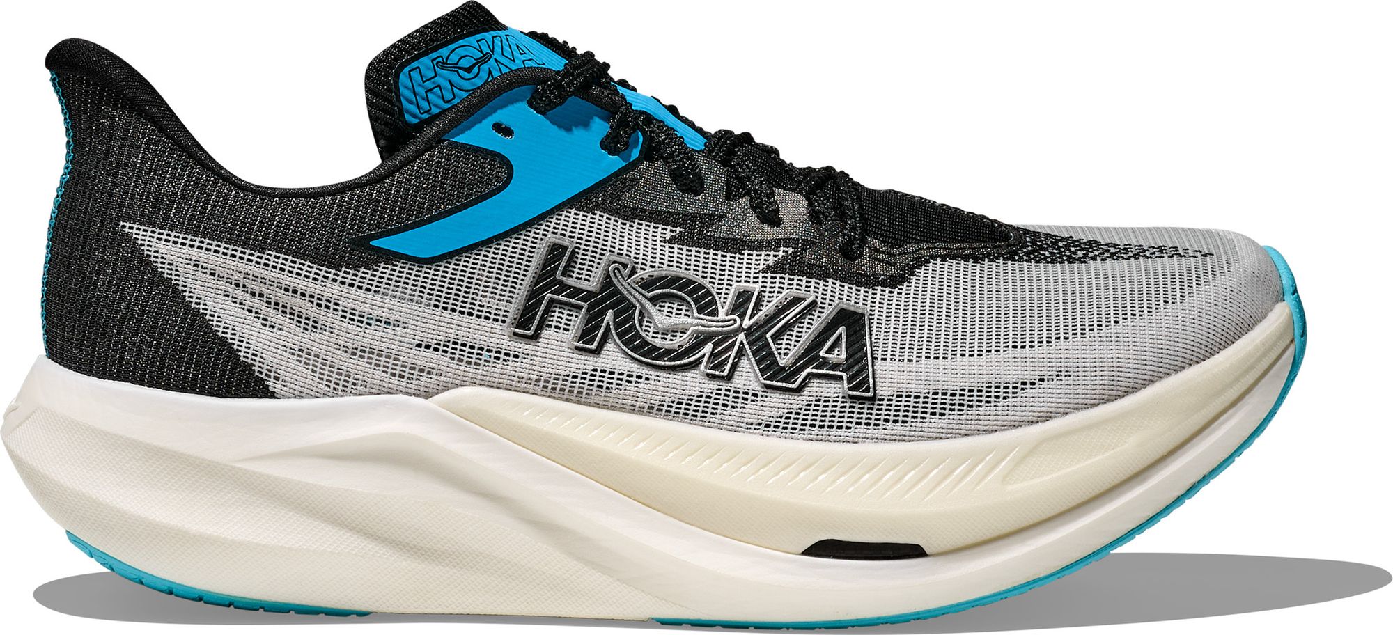 Hoka Men\'s Rocket x 3 White, Black & Blue Performance Running Shoes HOKA Rocket X 3 | Marathon Sports main image 2