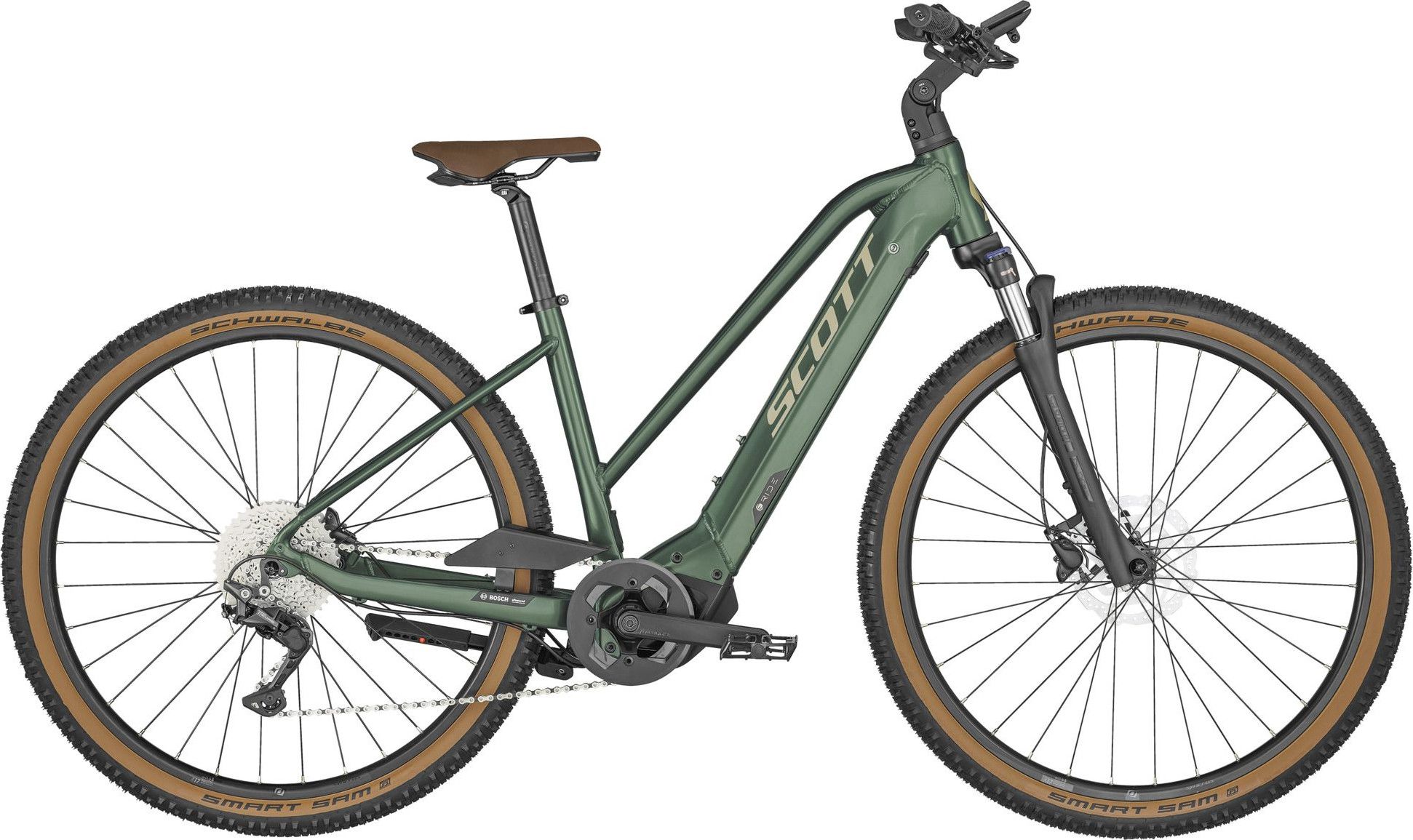 ladies hybrid bicycle scott Scott Sub Cross eRide 10 Lady Hybrid Bike Shimano Deore 10S 625 Wh 29''  Green
