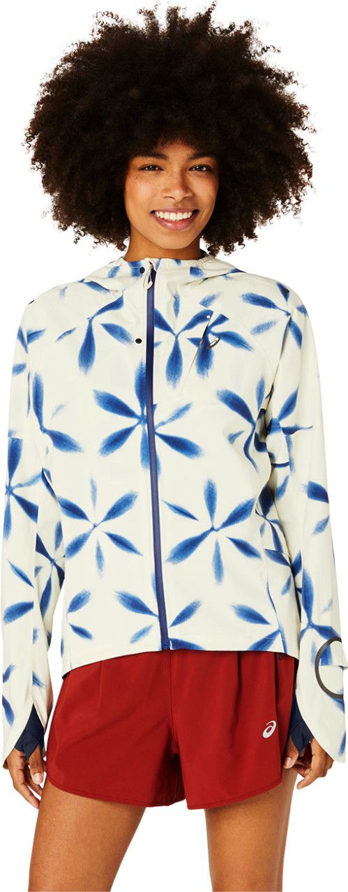 Giacca impermeabile Asics Metarun Shibori Beige/Blu Donna