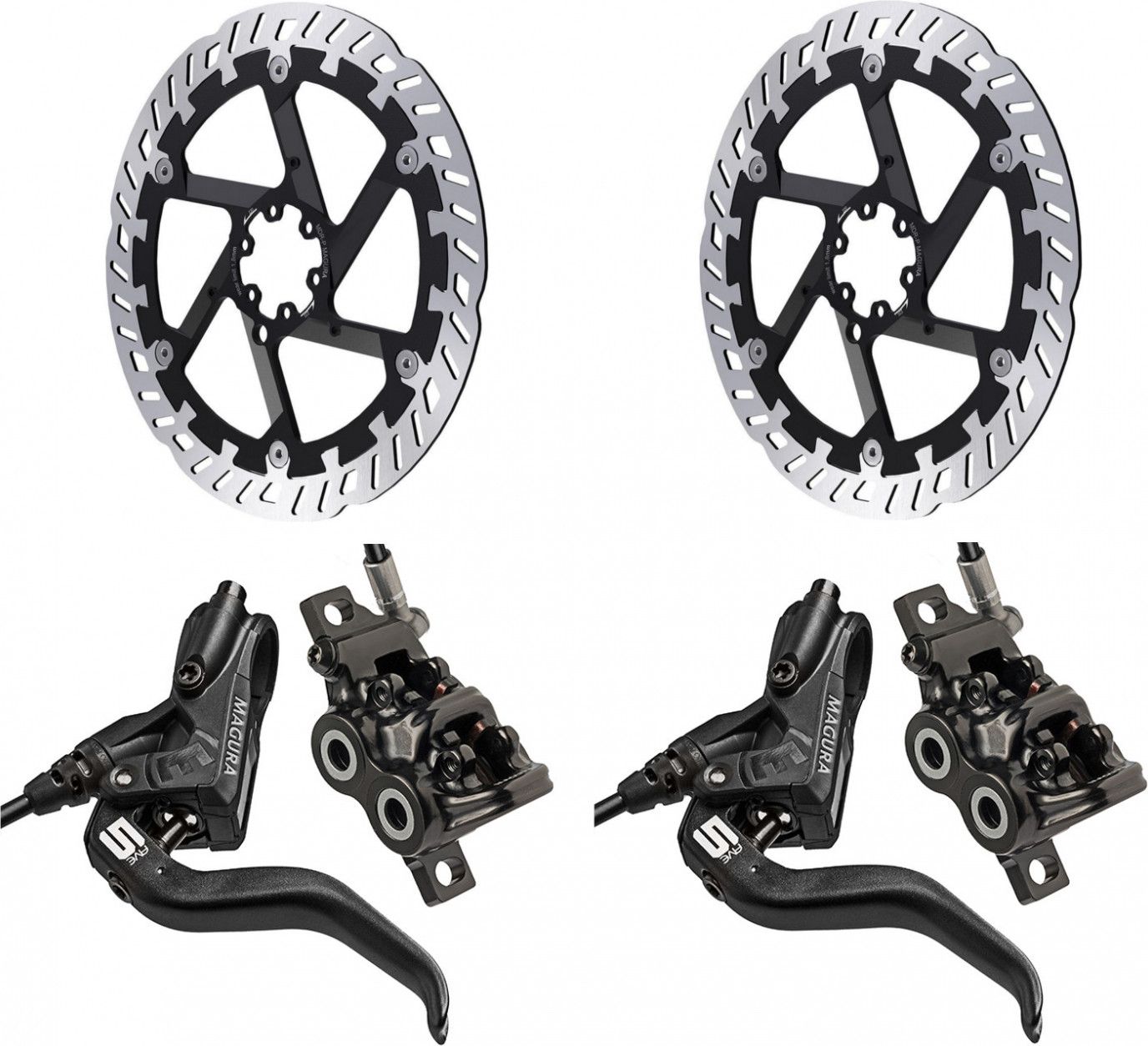Pair of Magura MT5 brakes Magura MDR-P E-Bike 203 mm disc