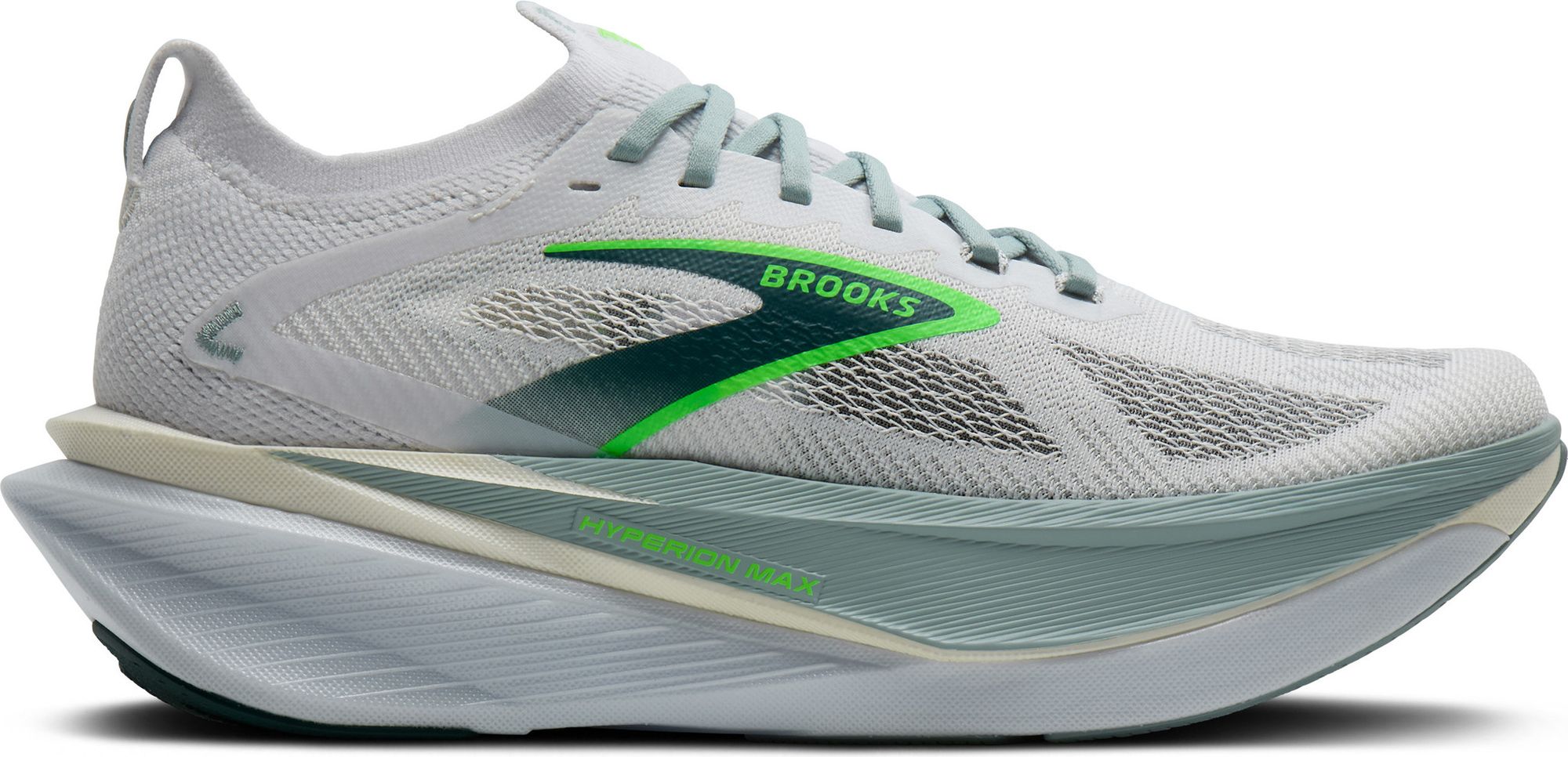 Brooks Hyperion Max 3 Running Shoes, White/Green, Men display picture 3