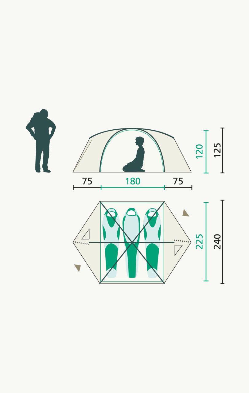 3人用軽量 JackWolfSkin ECLIPSE III ECLIPSE III - ginkgo green One Size - Dome tent 3 persons