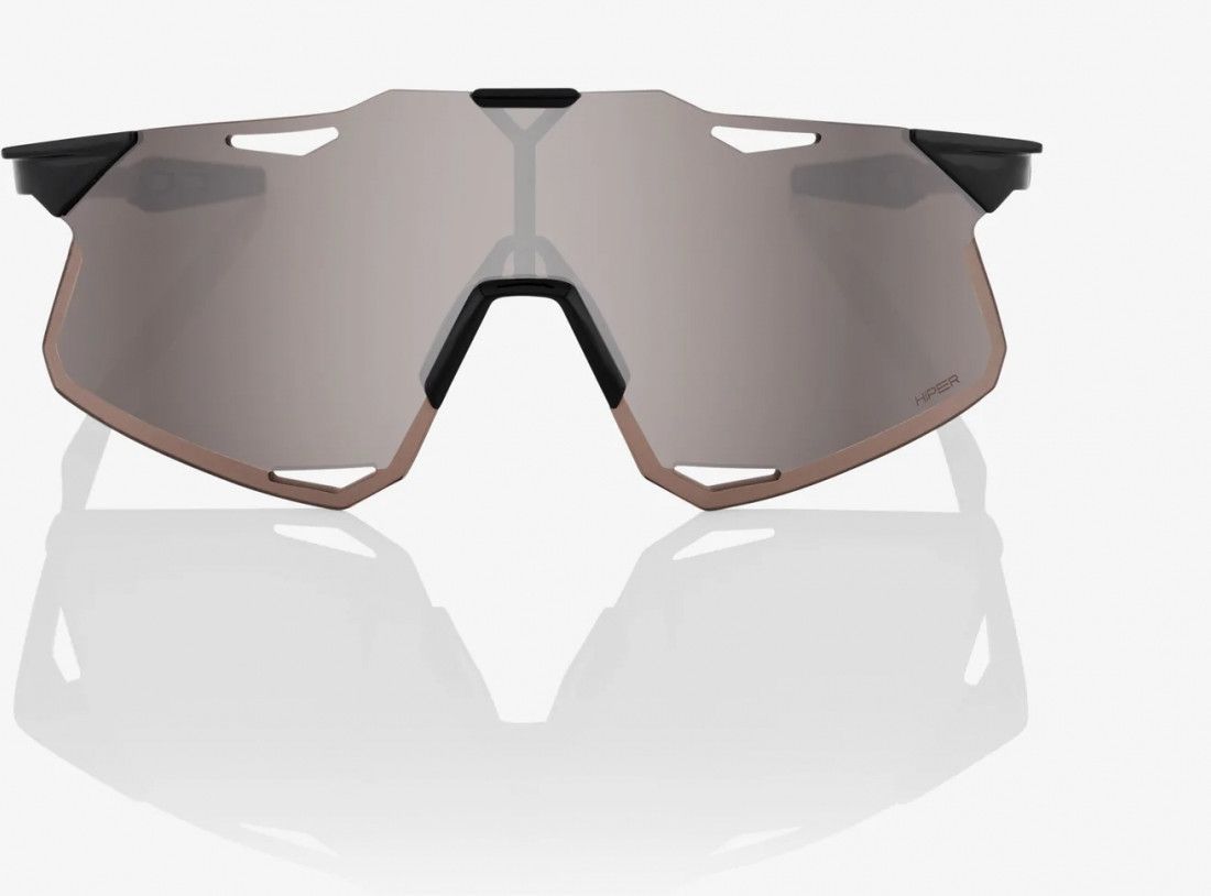 100% Hypercraft Glasses - Black Gloss - Silver Mirror Lenses Hyper