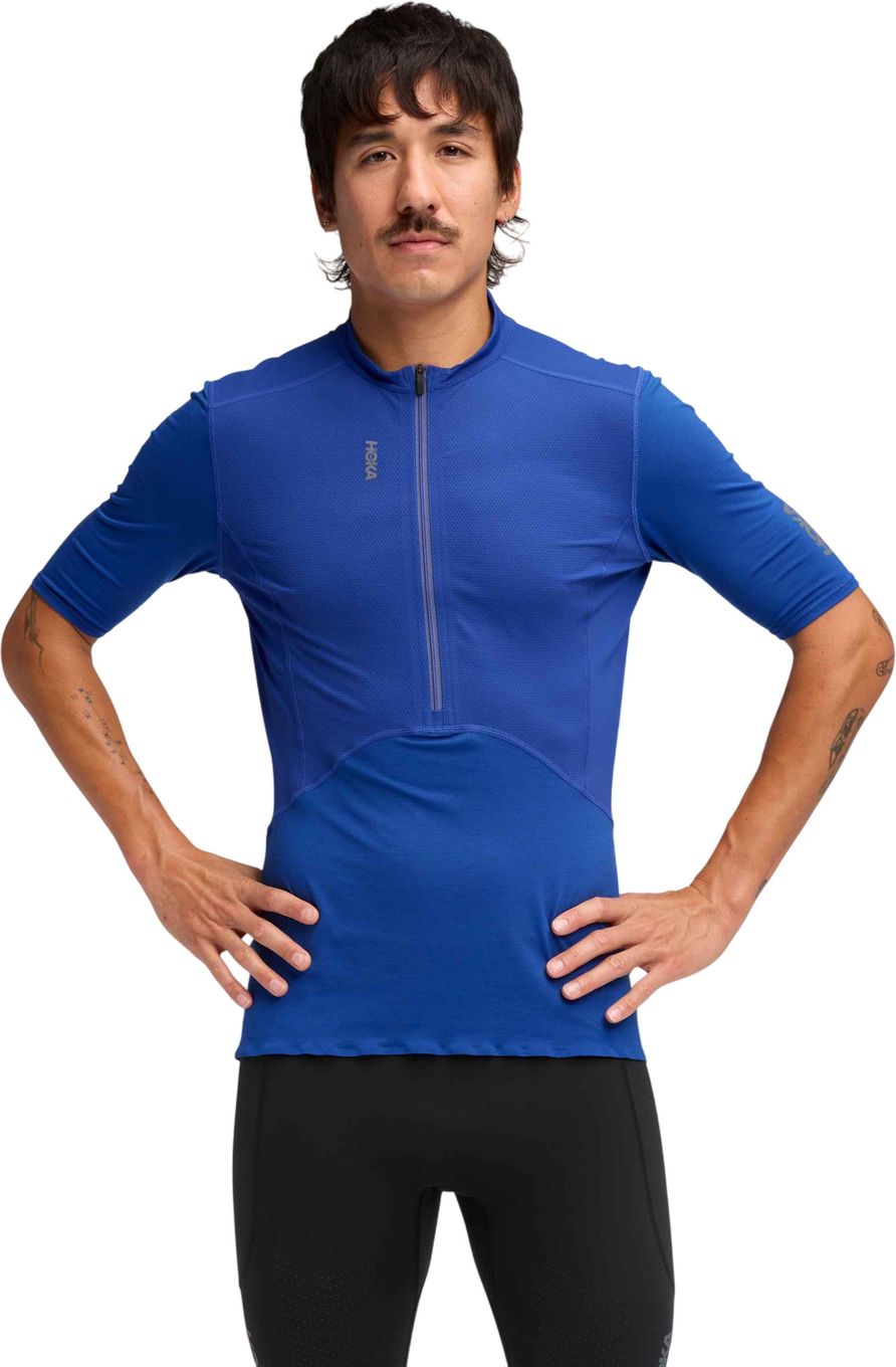Men's blue Hoka SkyBreeze 1/2 zip short-sleeve jersey | Alltricks.com