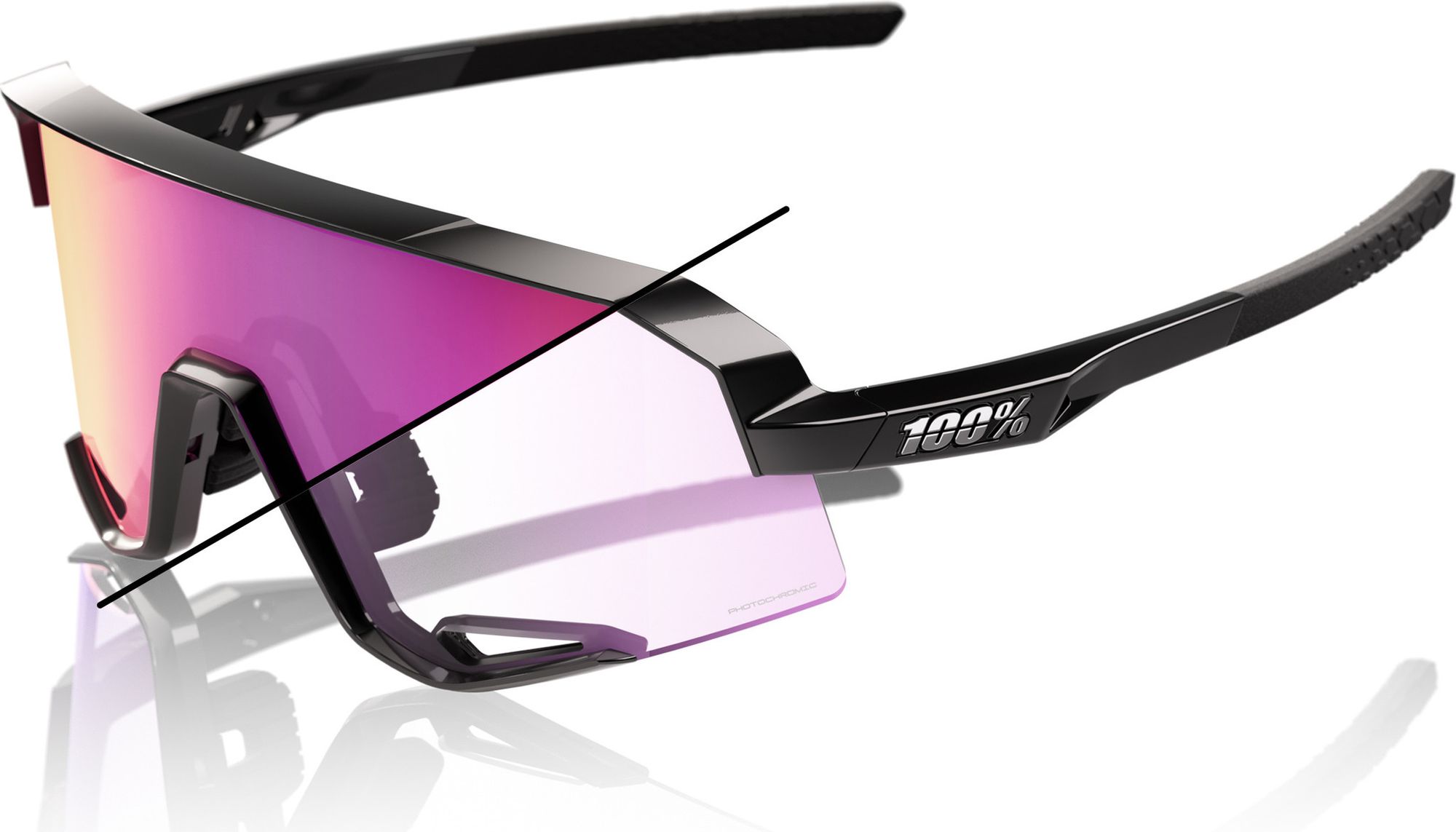 100% Slendale Gloss Black Glasses / Purple Mirror