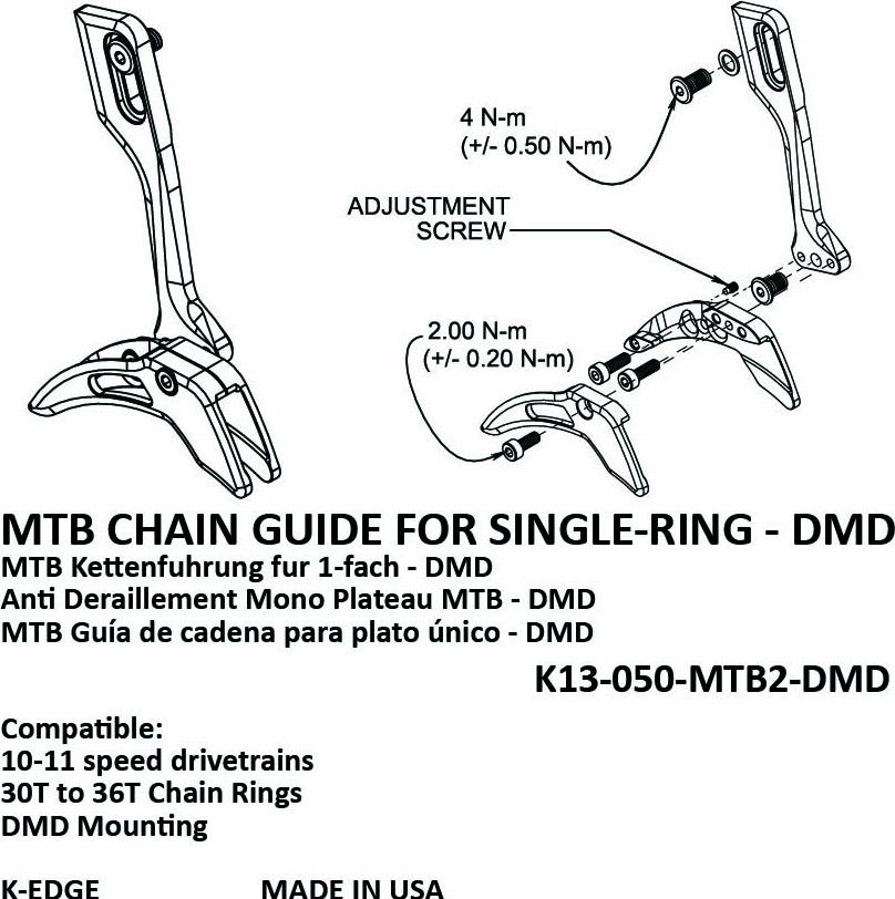 K-Edge Chain Guide 1x MTB | 34-44 | Direct-Mount Black | Alltricks.com