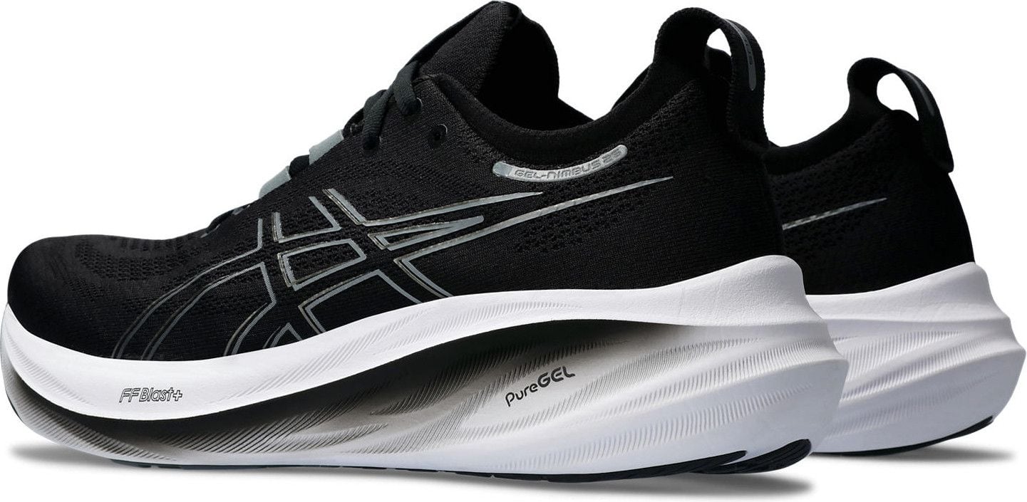 Chaussures de Running Asics Gel Nimbus 26 Large 2E Noir Blanc Alltricks