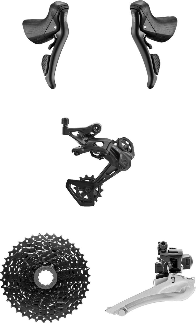 Gruppo MicroSHIFT Sword 2x9 Velocit&agrave; Per Bici Da Strada | NERO | Include Freno/Cambio E Deragliatore