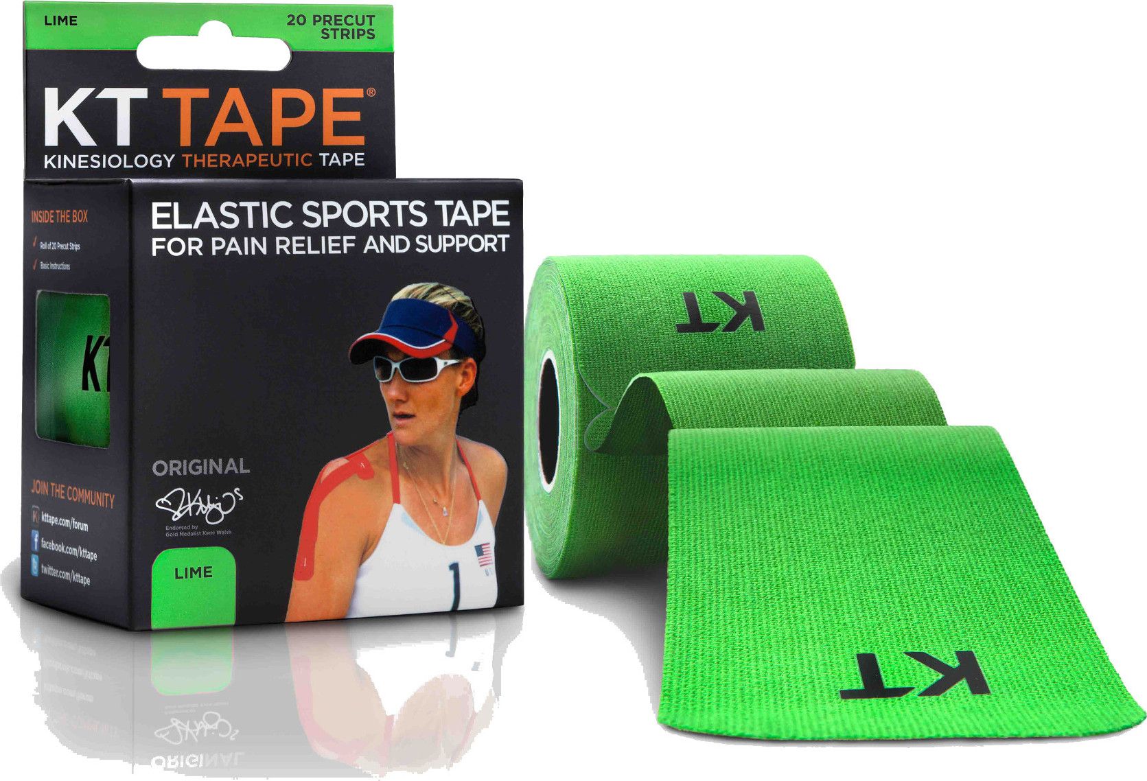 KT TAPE Roll precut tape COTON ORIGINAL Green 20 tapes