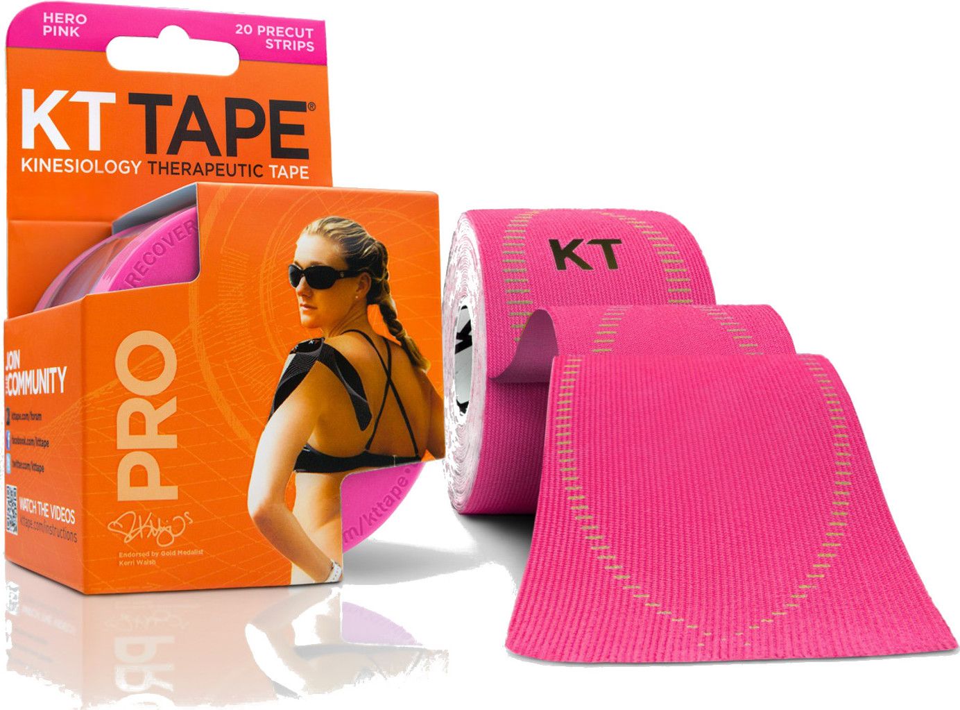 KT Tape Pro Hero Rose - 20 Bandes Kinésiologie Prédécoupées 2 X 10 Pouces - Neuf