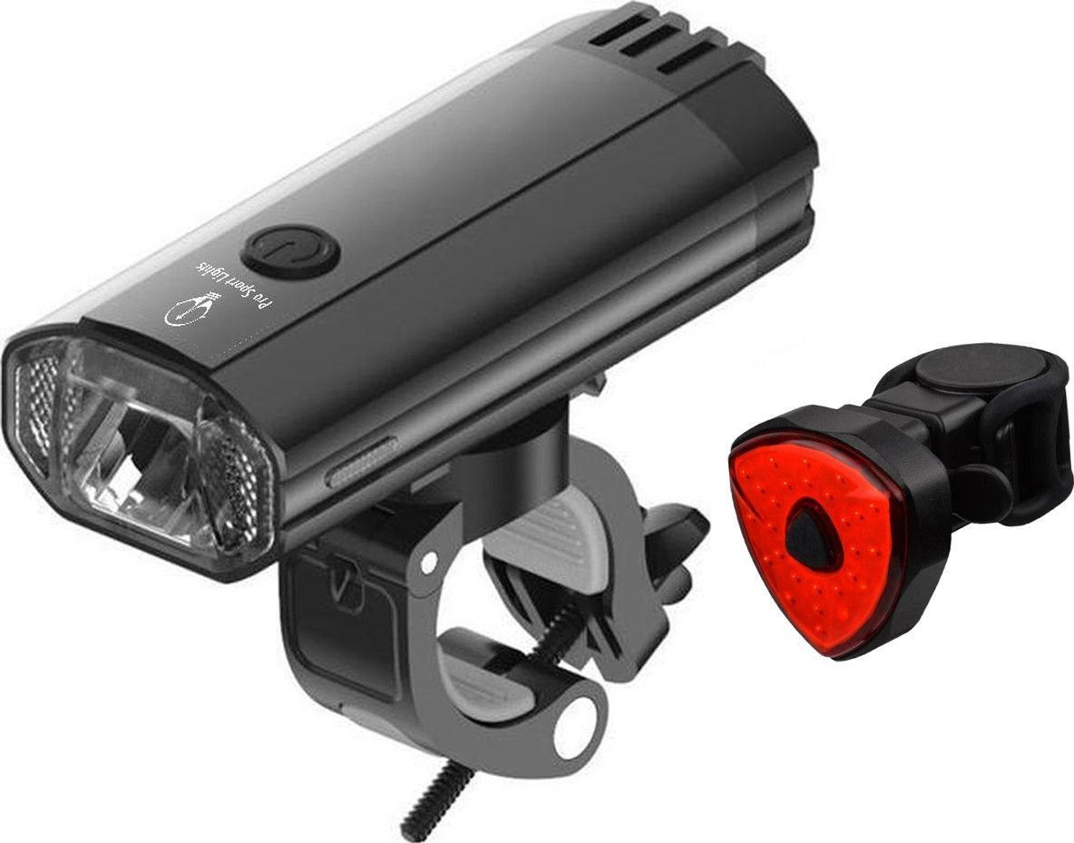 Kit éclairage Vélo LED Rechargeable USB-C - Lumière Avant 500 Lumens + Feu Arrière - Autonomie 8.5h, étanche IPX4 - 2