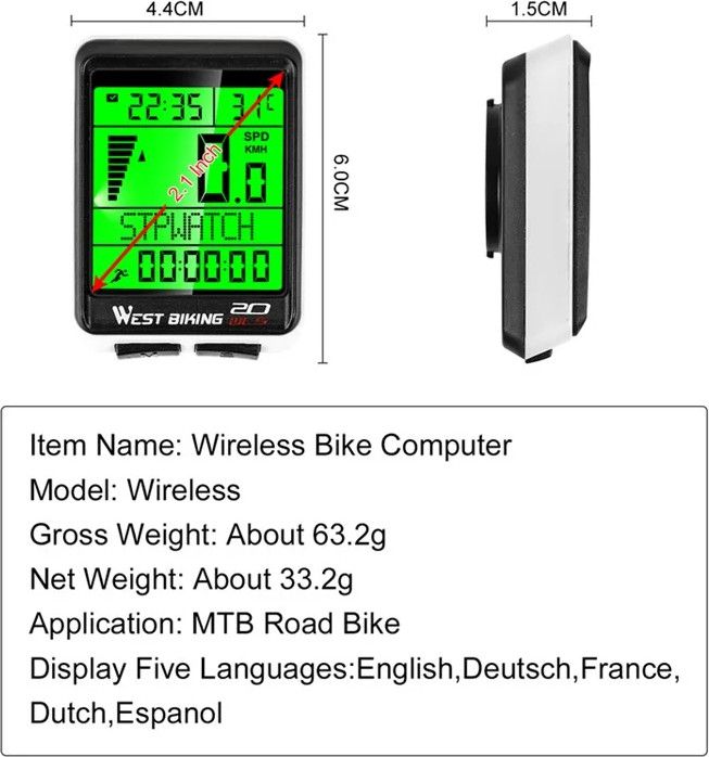 Compteur Vélo Sans Fil - Étanche - Ordinateur De VTT/Vélo De Route - Écran LCD - Neuf