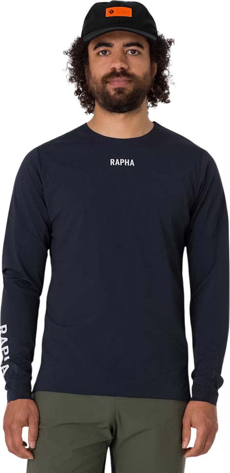 Men's Rapha Trail Finale Windblock Long Sleeve Jersey Black/White