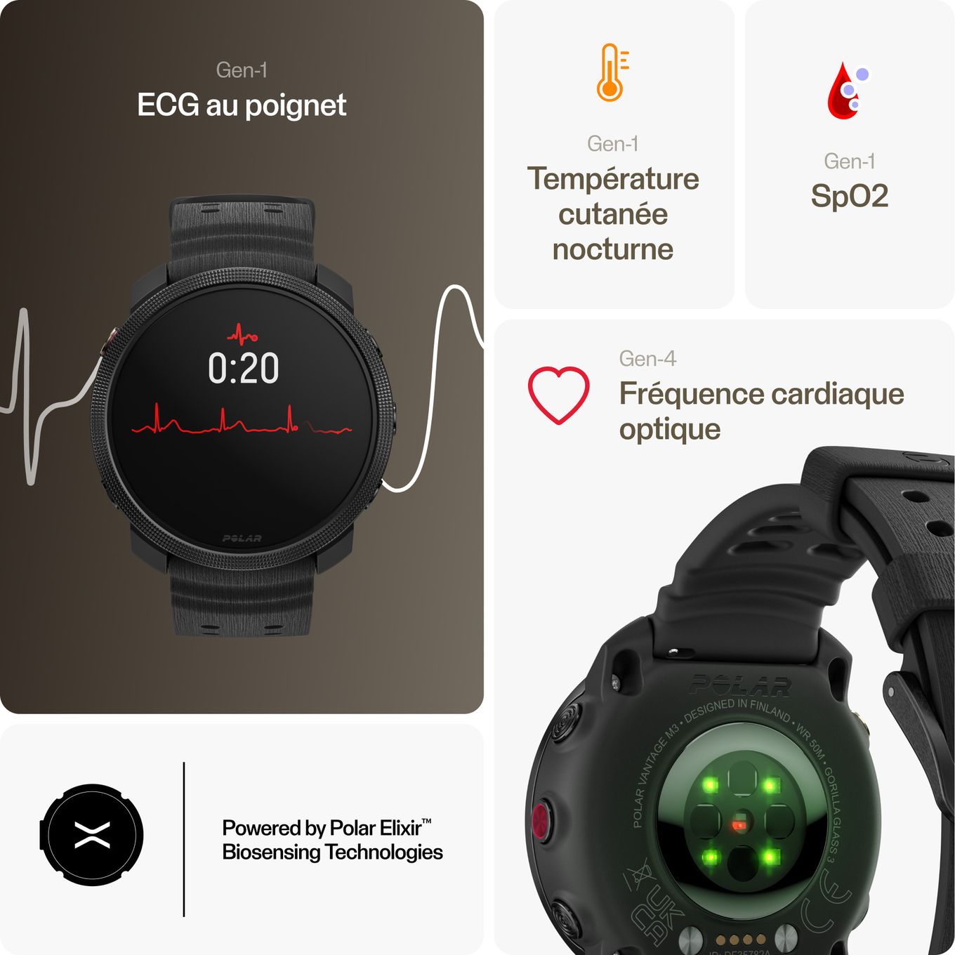 Polar Vantage M3 Night Black Multisport Connected Watch 