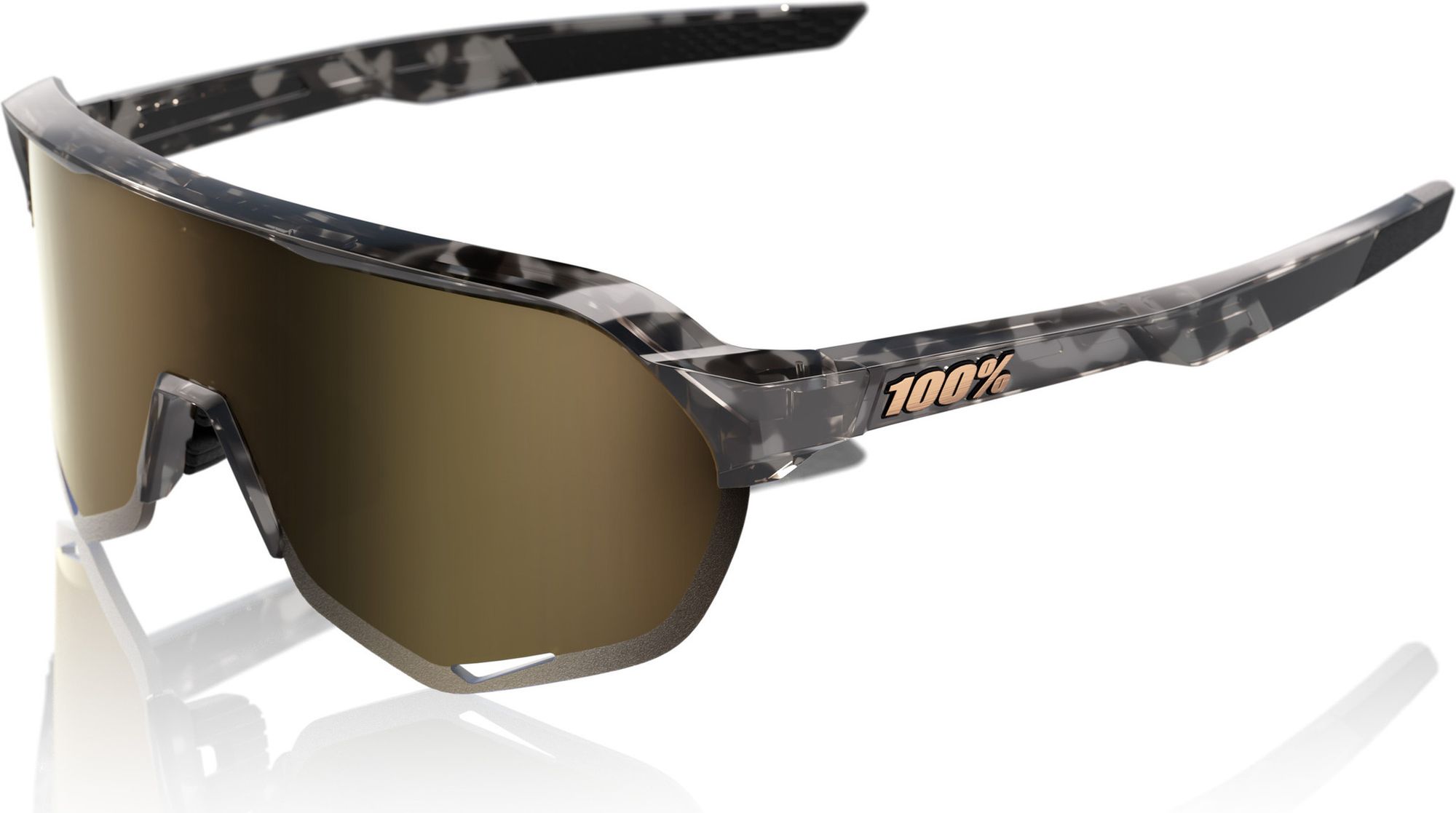 Lunettes 100% S2 Gloss Black Havana Verres Soft Gold Mirror