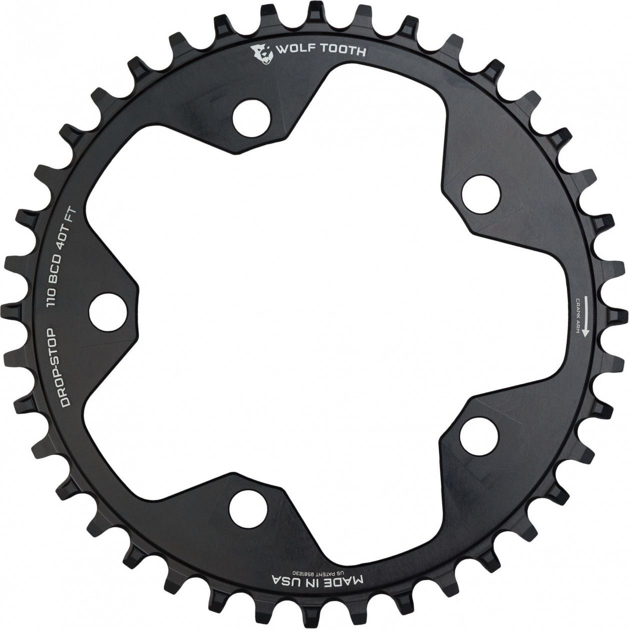 Wolf Tooth 110 BCD Gravel / CX / Road Chainring Drop-Stop B Black