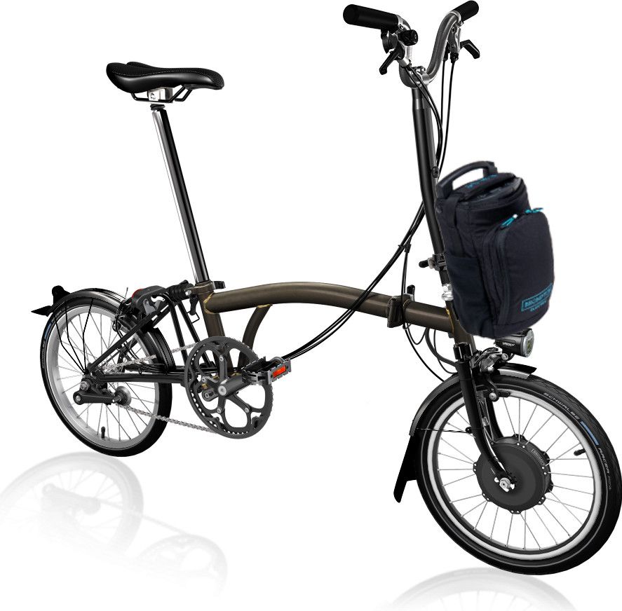 Velo Pliant Electrique Brompton C Line Explore Guidon Haut 300 Wh Black lacquer Alltricks