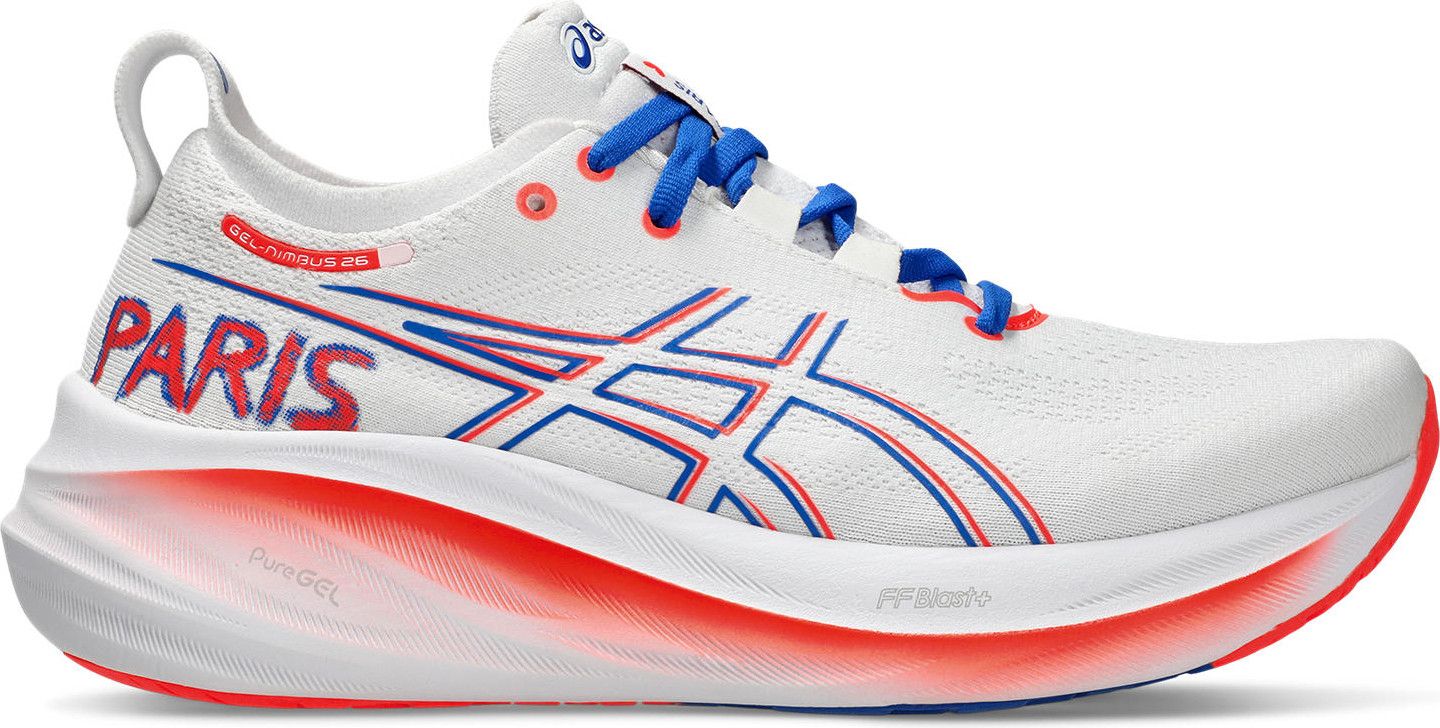 Chaussures de Running Femme Asics Gel Nimbus 26 Blanc Rouge Alltricks