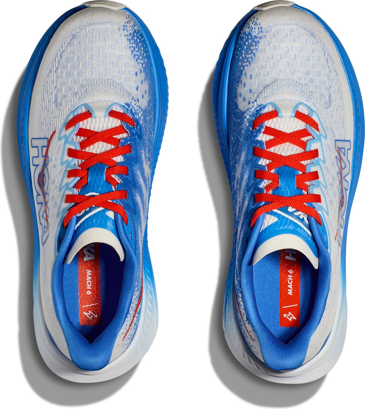 Hoka Mach 6 Running Shoes White/Blue/Red Men display picture 2