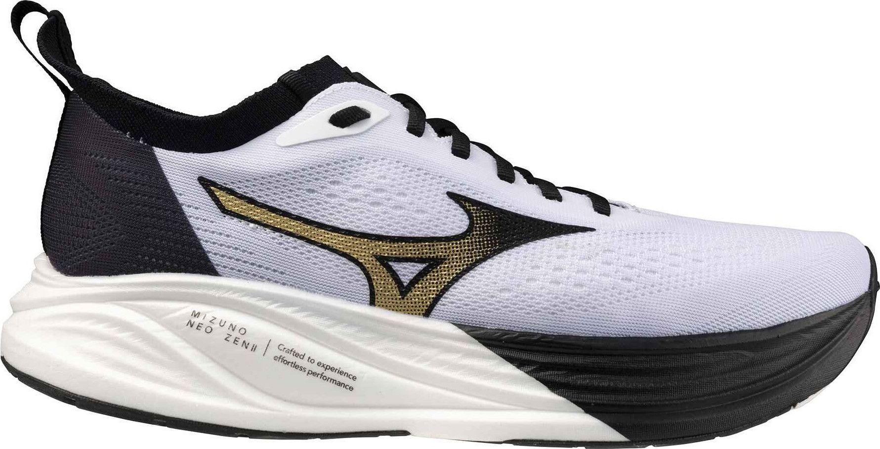 Mizuno Neo Zen 2 Running Shoes, White/Black/Gold, Men display picture 2