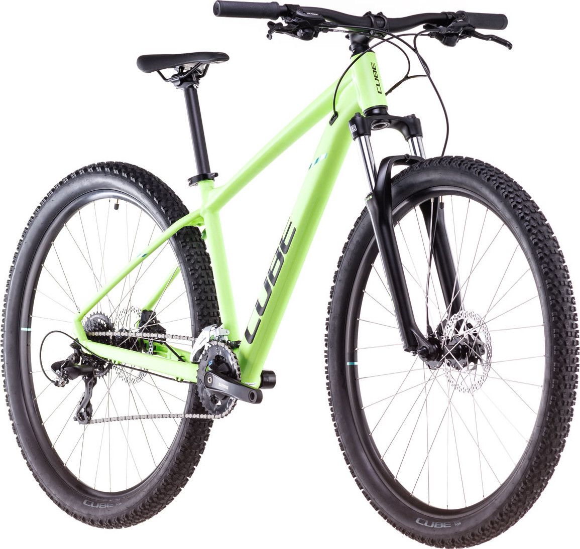 Cube Aim Black And Green Mtb Cube Aim Hardtail Mountain Bike 2024