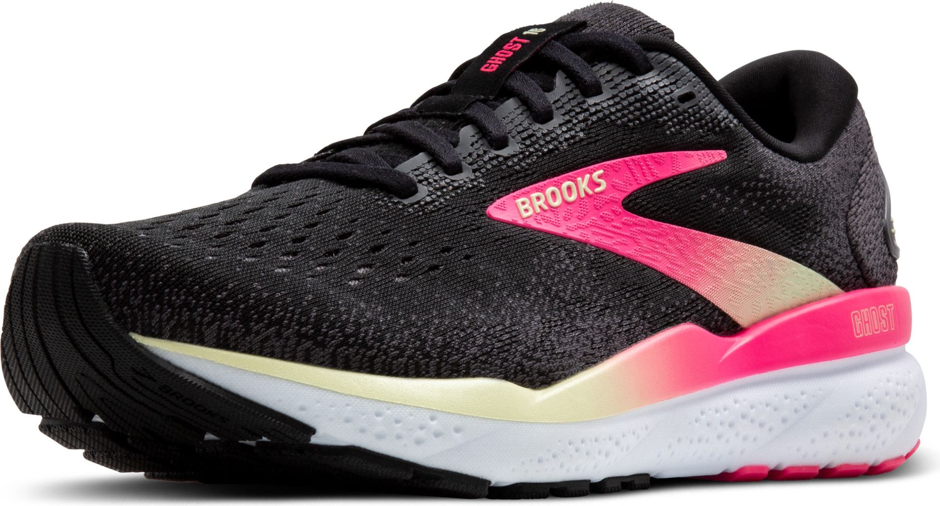 Brooks Ghost 16 Scarpe da corsa da donna Nero/Rosa/Giallo