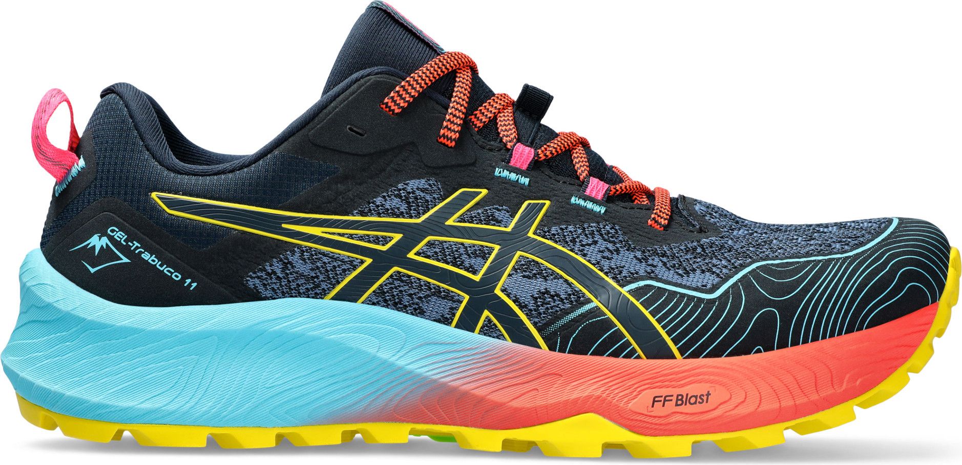 Chaussures Trail Asics GEL-Trabuco 11 Bleu Rouge Jaune Homme