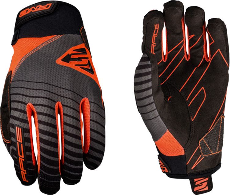 Ein Paar lange Handschuhe Five Race Grau Orange Fluo Schwarz | Alltricks.de
