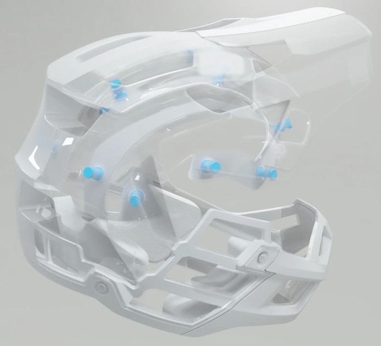 100% Trajecta Fidlock Casco MTB Enduro, Blu/Nero, Con Sistema Anti-rotazione Smartshock, Ventilazione 24 Porte