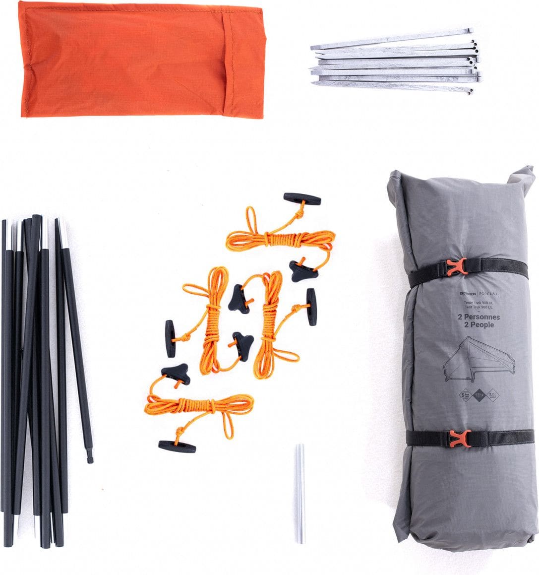 Forclaz Trek 900 Ultralight 2 Person Tent Gray Orange