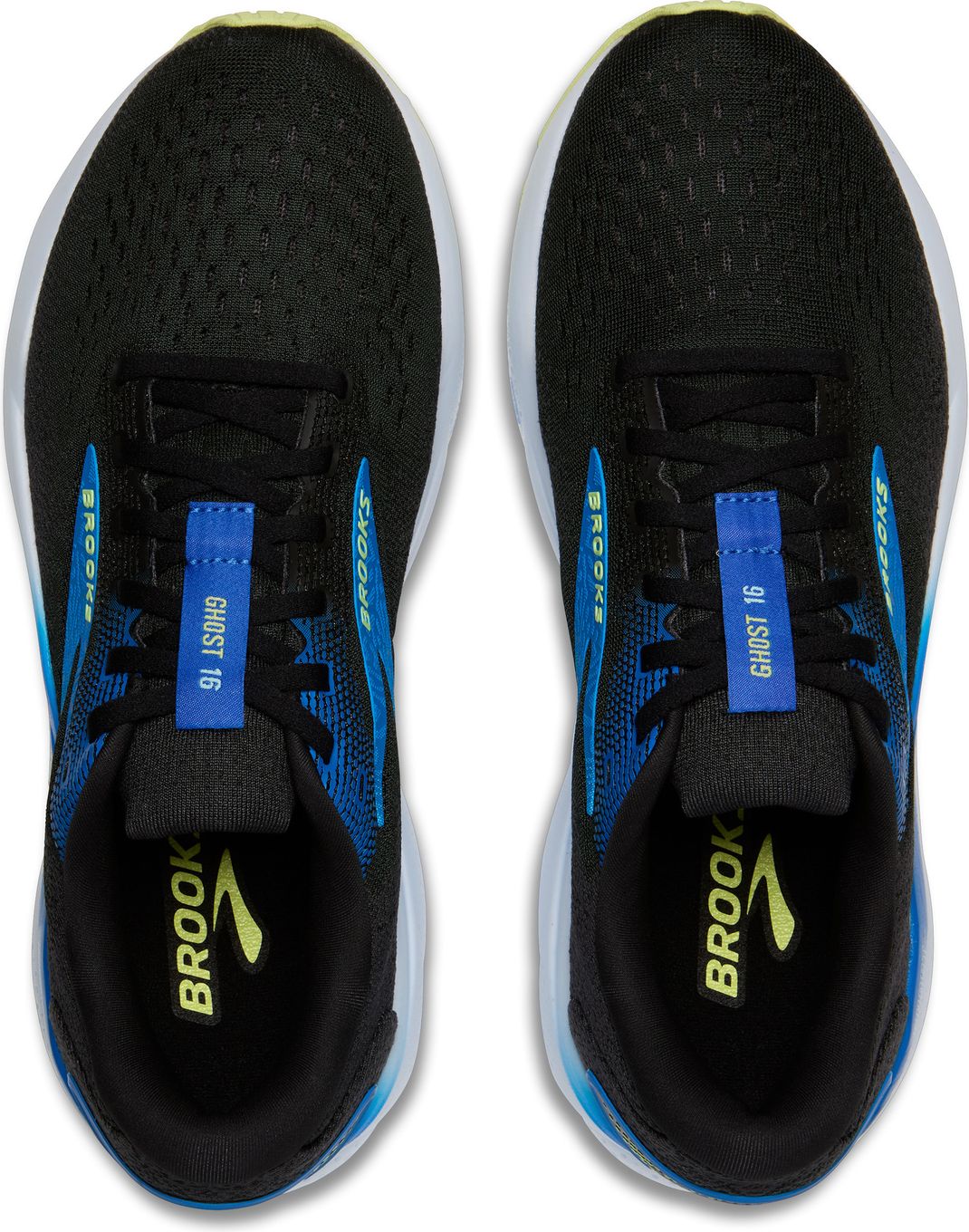 Brooks Ghost 16 Running Shoes Black/Blue/Yellow Men display picture 1