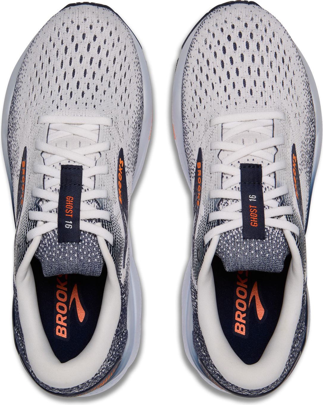 Brooks Ghost 16 Running Shoes White/Orange Men display picture 2