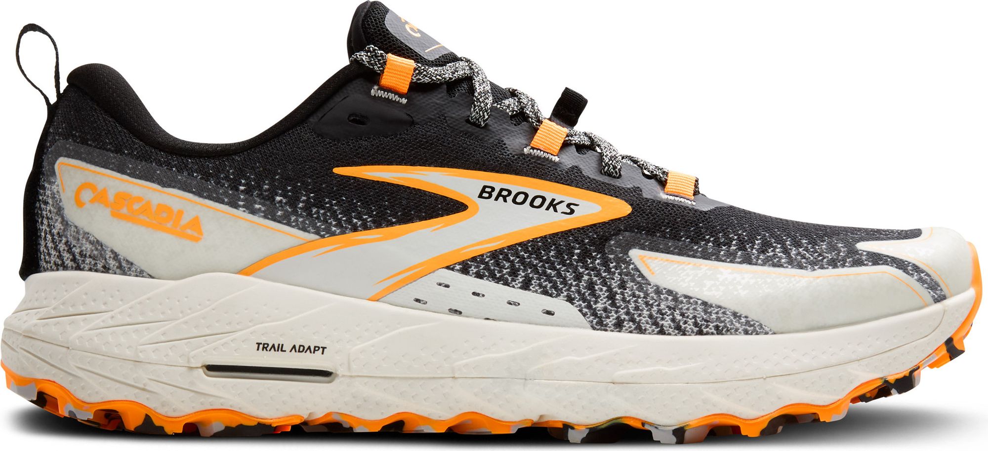 フラッシュ Brooks Cascadia 18 Men's Trail Shoes Black/White/Orange