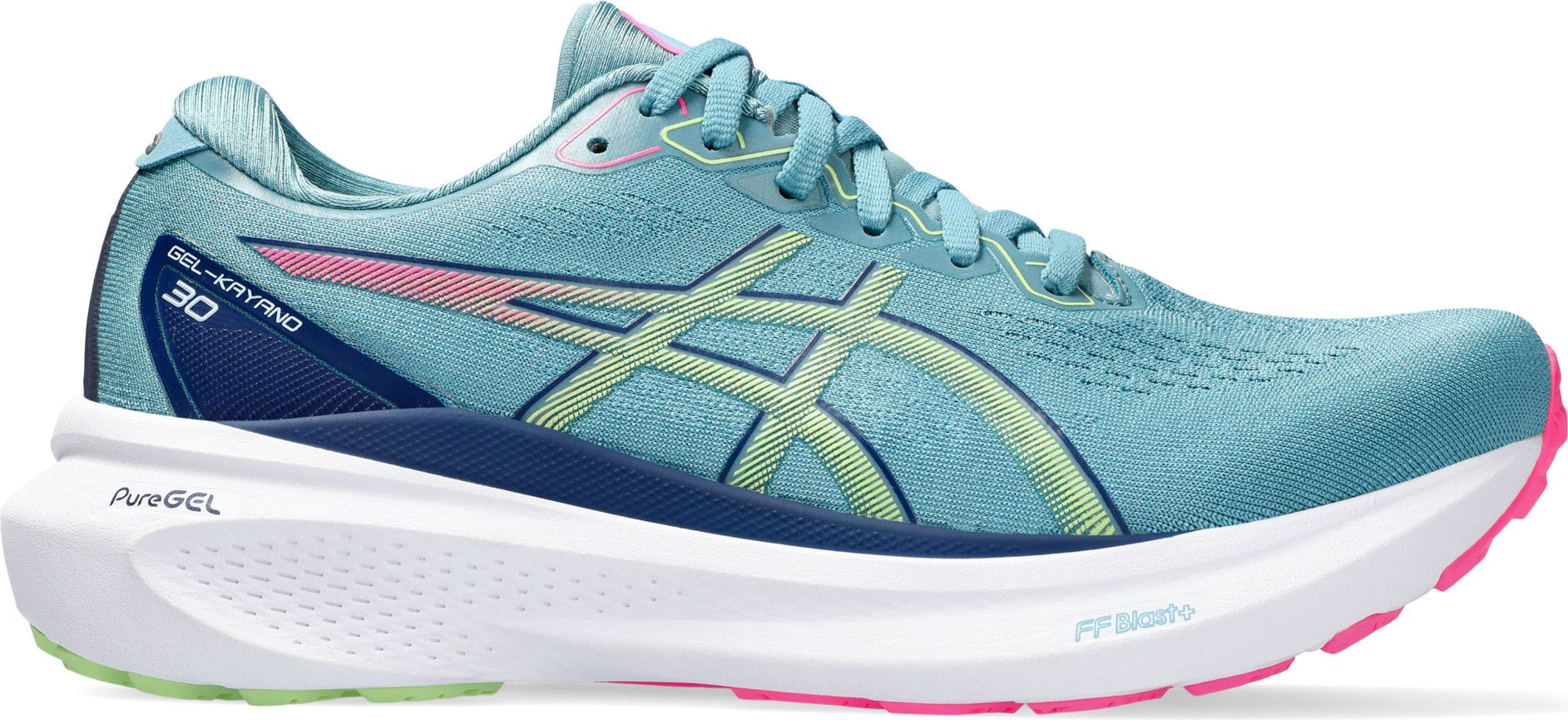 Chaussures de Running Asics Gel Kayano 30 Bleu Vert Rose Femme