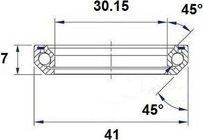 Roulement de direction vélo 30.15x41.8x7 mm 45°/45° Wag Bike - Pièce