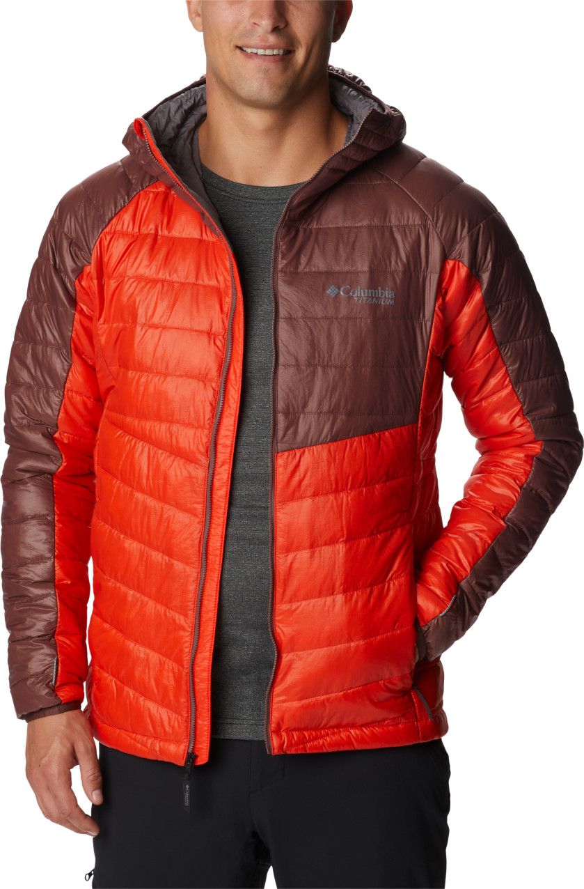 Columbia Lake 22 Down Logo Hooded Jacket Red Orange - XL