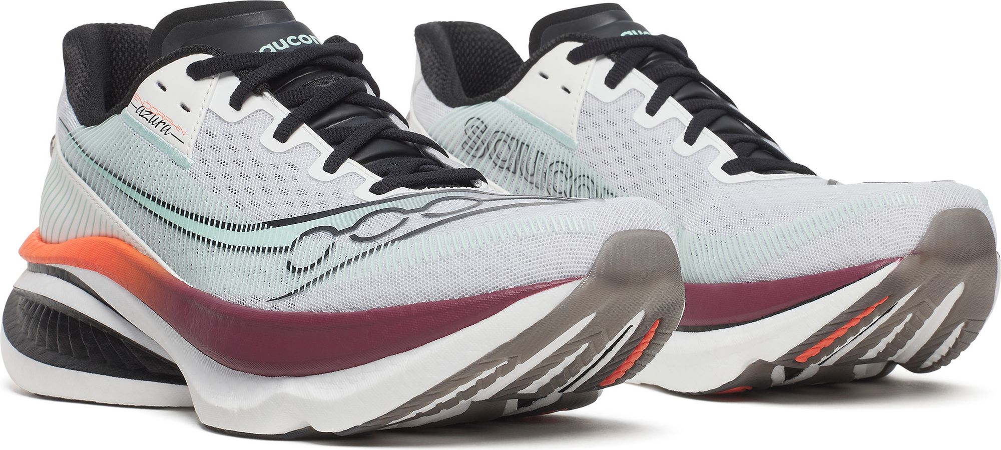 Saucony Endorphin Azura Running Shoes, White/Red, Men display picture 2