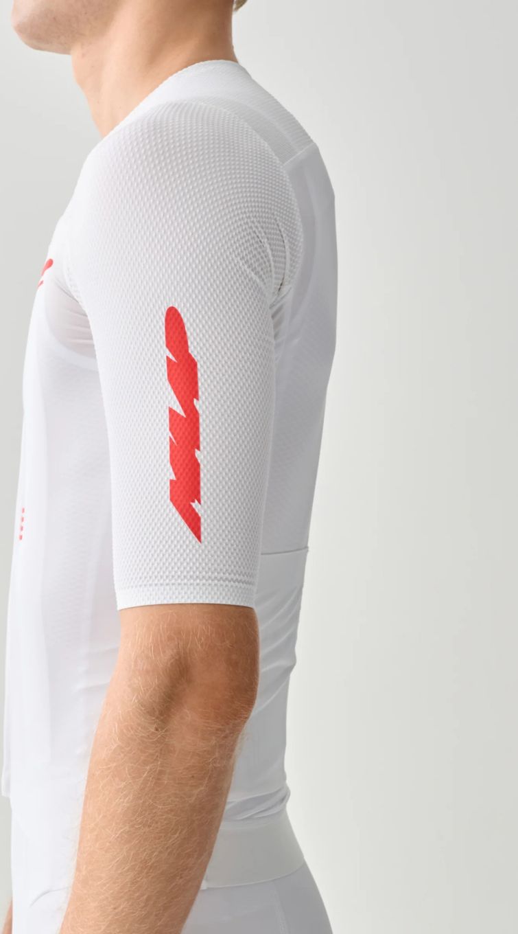 Maillot cycliste Descente blanc polyester manches courtes Phonak Aides