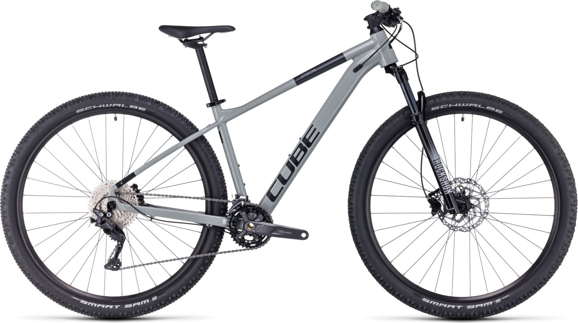 Hardtail Mountain Bike Cube Attention Grey Green Cube Attention