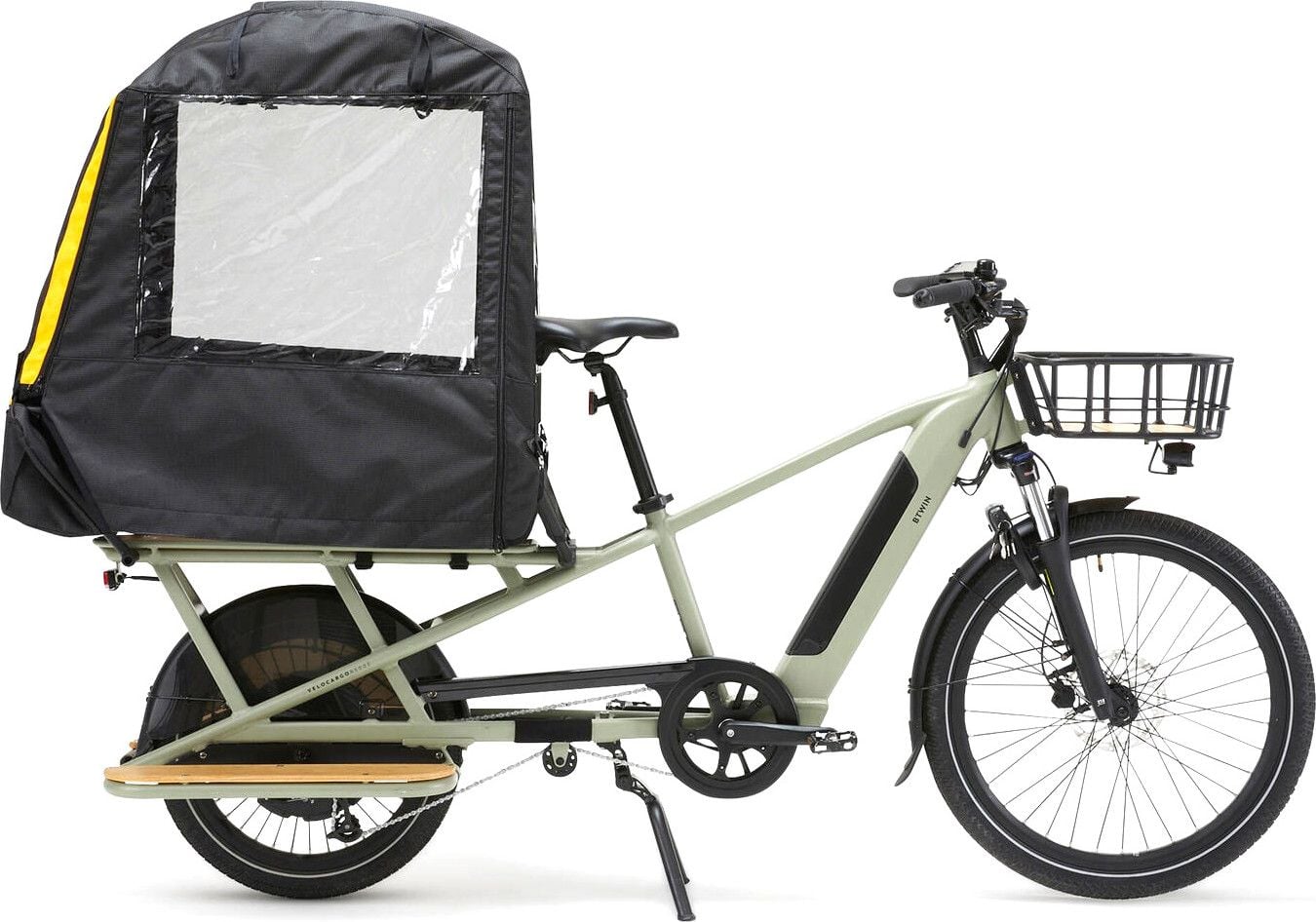 Btwin Reflective Rain Protection Tent for Longtail Cargo Bike R500E Black