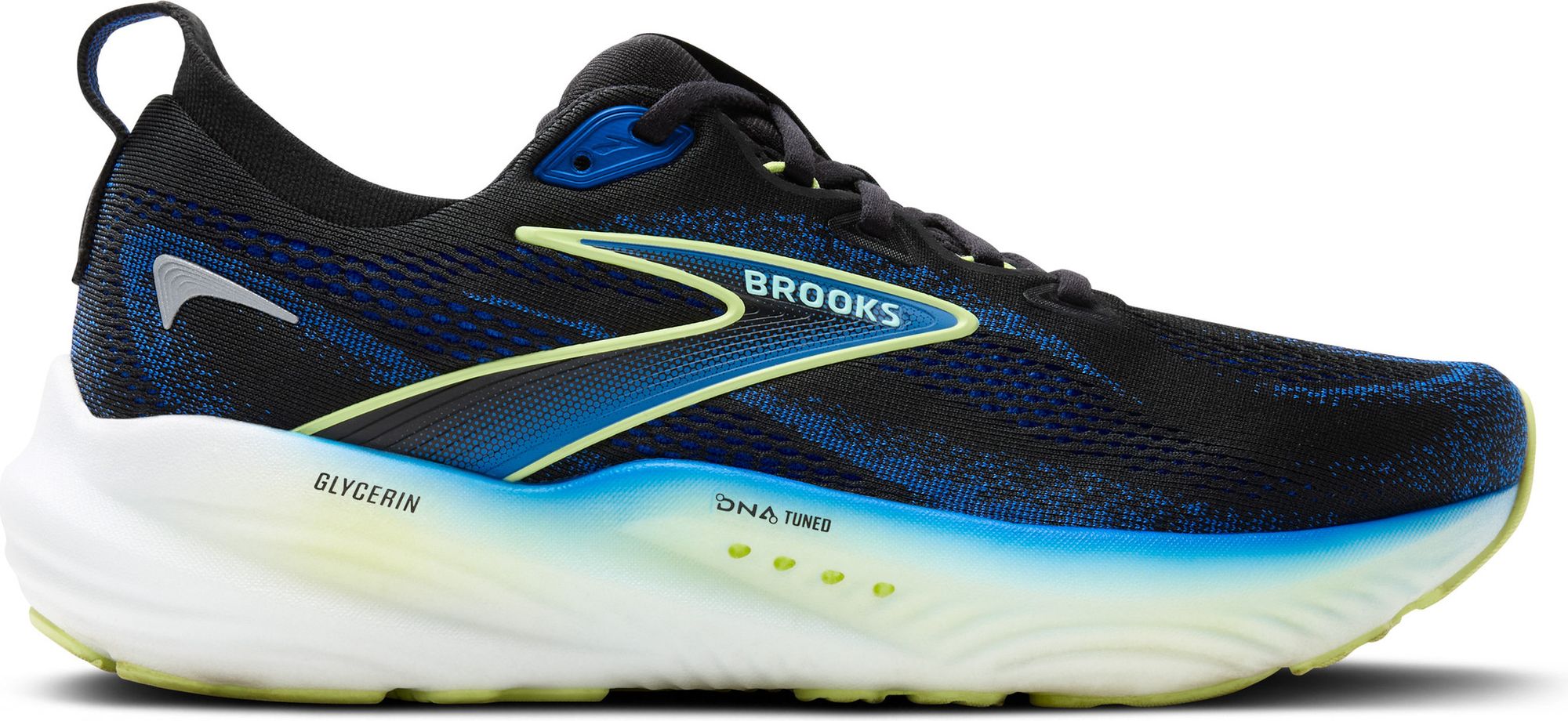 Brooks Glycerin 22 Running Shoes Black/Blue/Yellow Men display picture 2