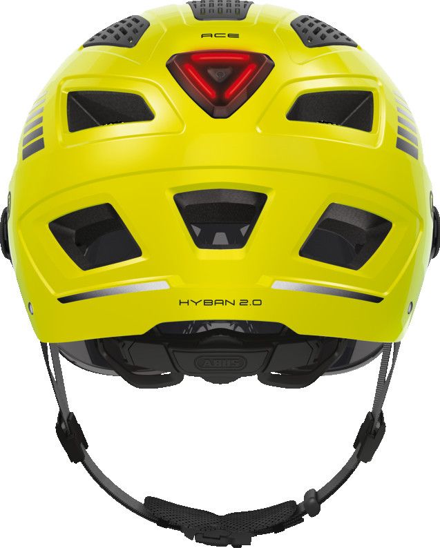 Casque Vélo ABUS Hyban 2.0 ACE Jaune Taille M - Visage Protégé, Lumière LED Et Confort Urbain