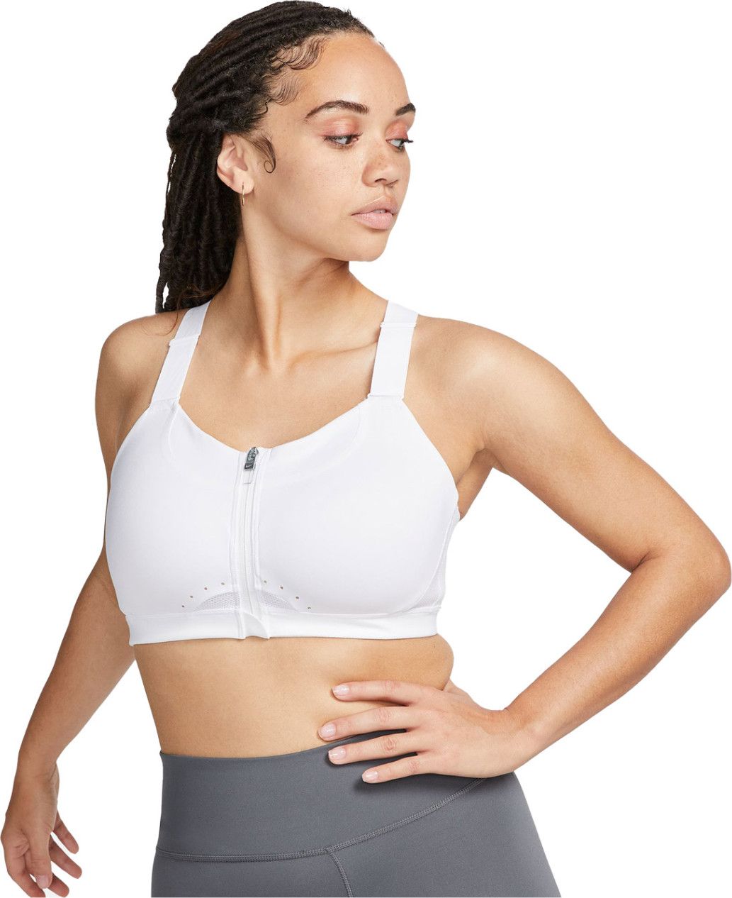 Nike Damen Dri Fit Alpha Zip Front Bra WeiB Alltricks