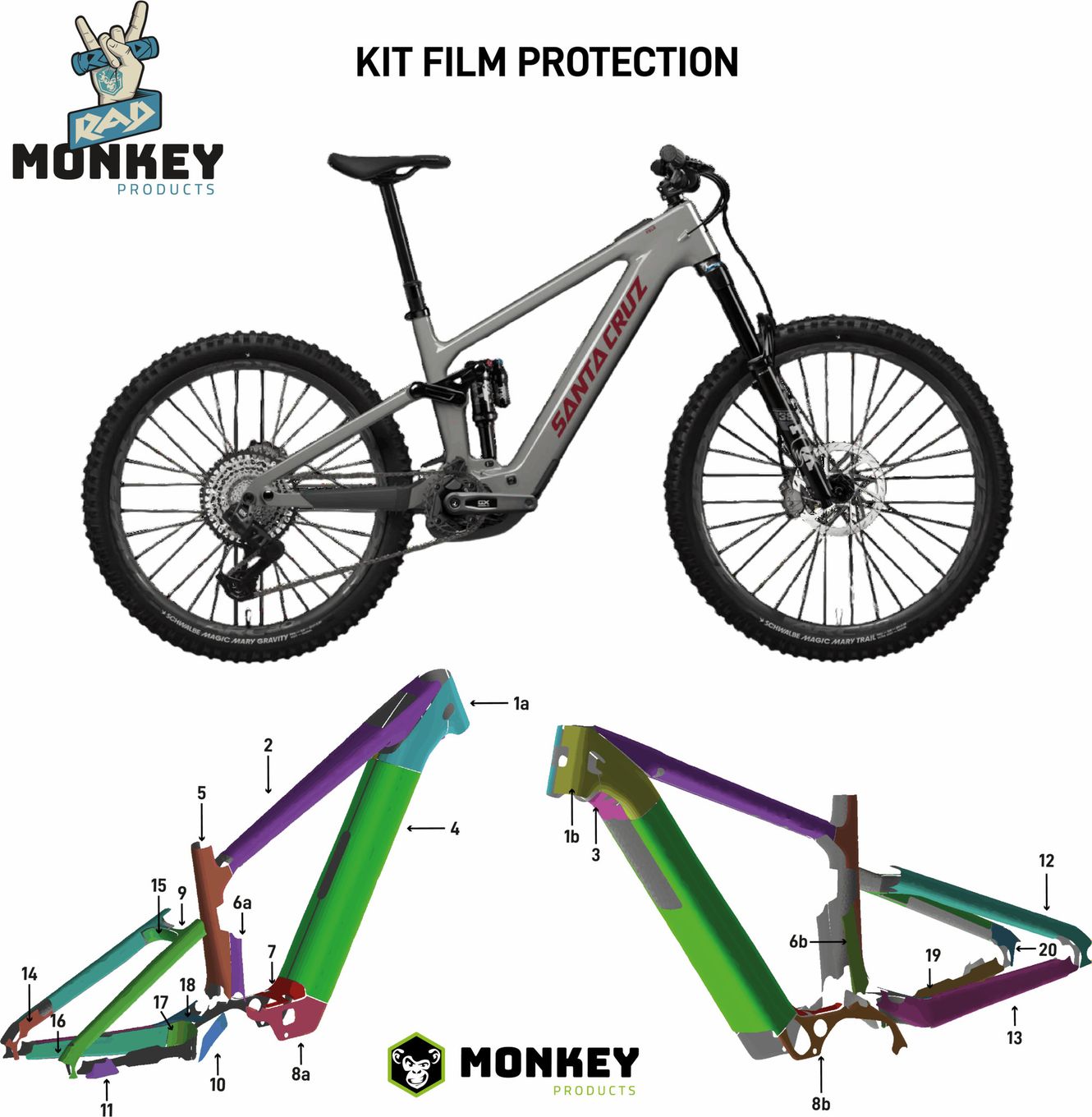 Kit De Film De Protection Pour Cadre Vélo - Autocollant Transparent Mat - Neuf