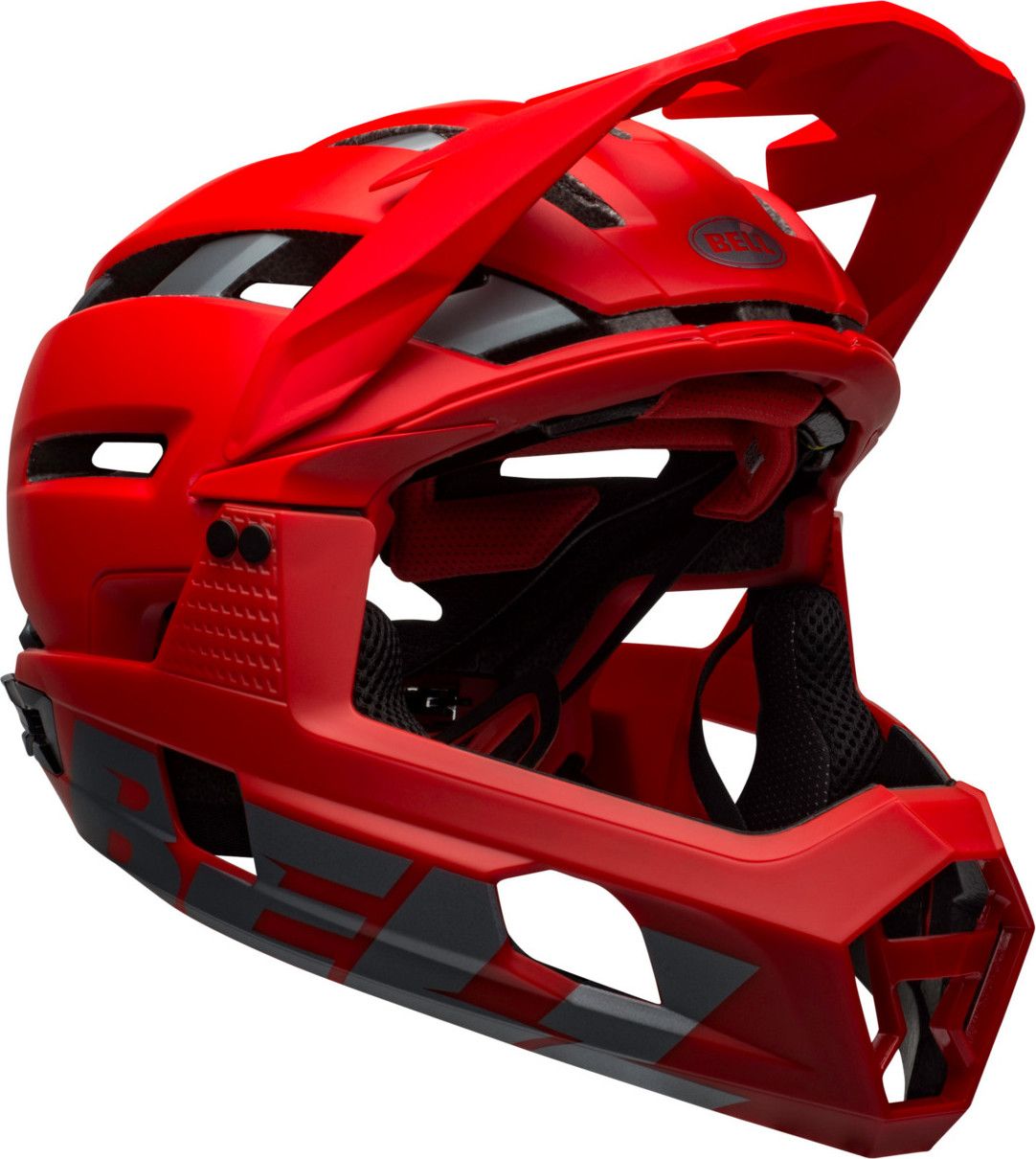 bell bike helmet with removable chin guard BELL Super Air R Mips Red 2021 Helmet with Detachable Chin Guard