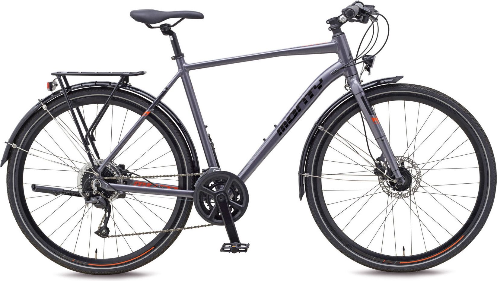 Monty Rock Shimano Altus 9V 700mm City Bike Silver Orange 2022