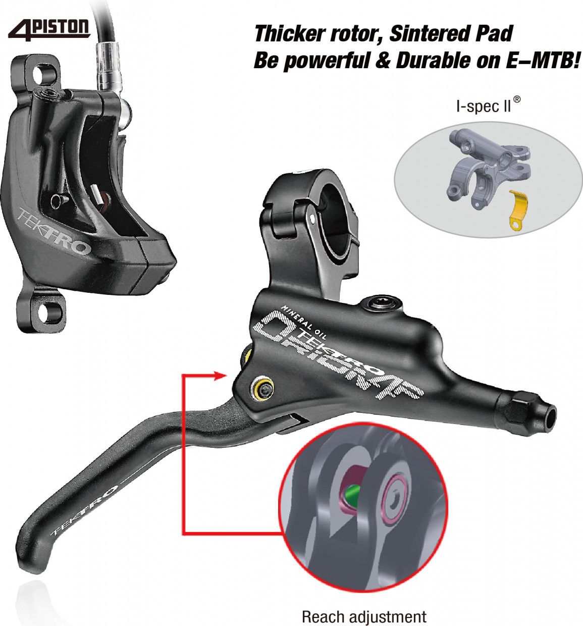 Tektro Orion HD-M750 4 Piston Front Disc Brake (without disc Tektro Orion HD-M750 4 Piston Front Disc Brake (without disc