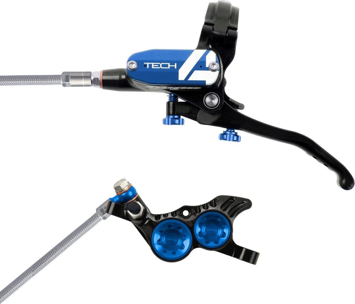 Hope Tech 4 V4 Disc Break - Front Black / Blue Braided Hose | Alltricks.com