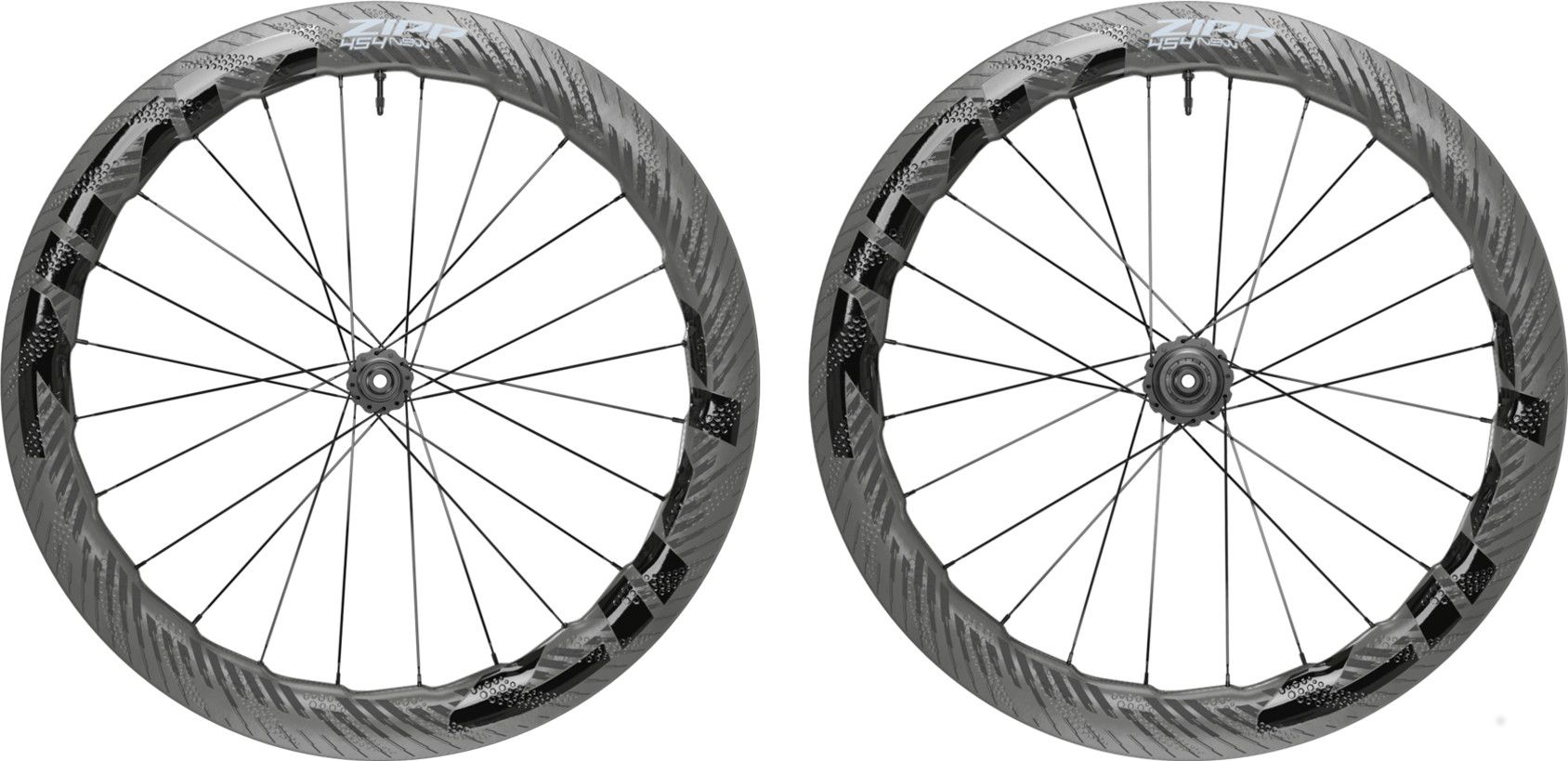 Pair of Zipp 454 NSW Tubeless Disc 700c Wheels 12x100 12x142mm Centerlock Alltricks