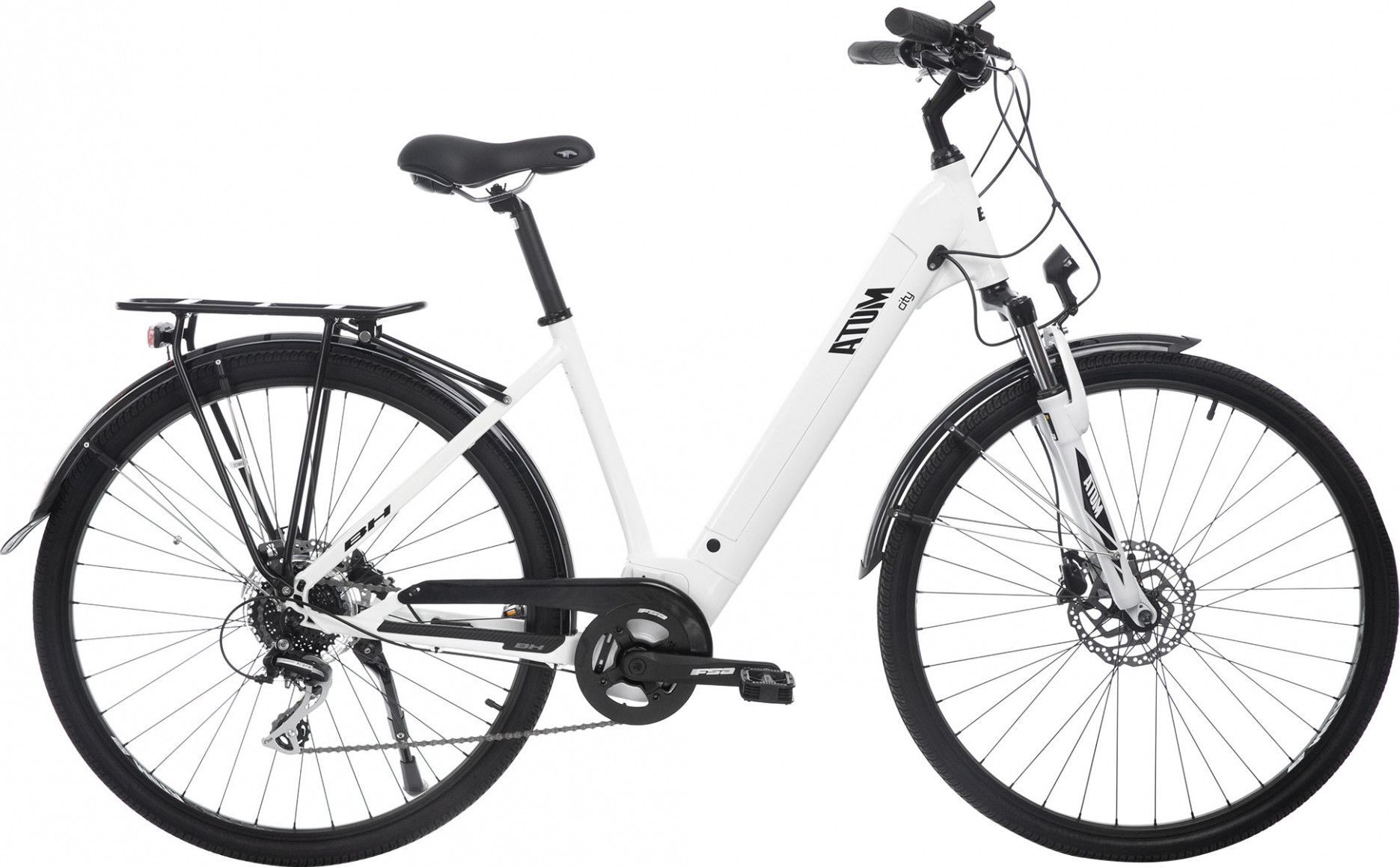 BH Atom City Wave Hybrid City Bike Shimano Acera 8S 500 Wh 700 mm White Black 2020 Alltricks